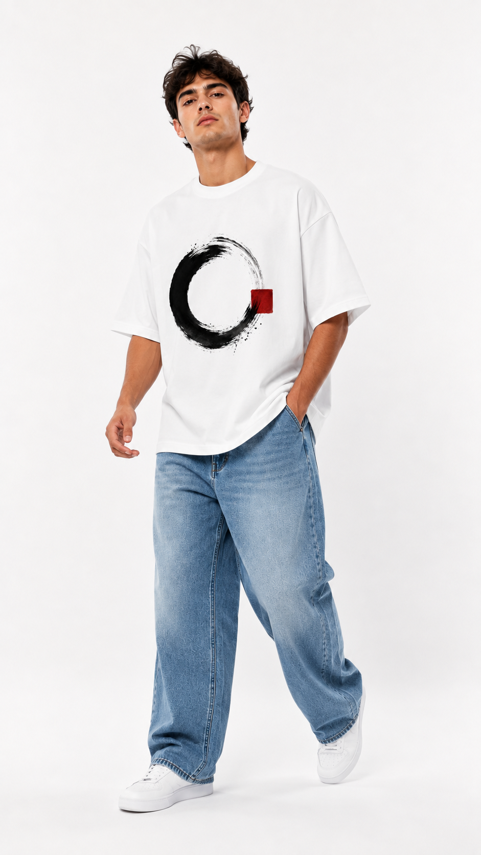 Zen Brush Circle T‑Shirt — Minimal Japanese Enso Design