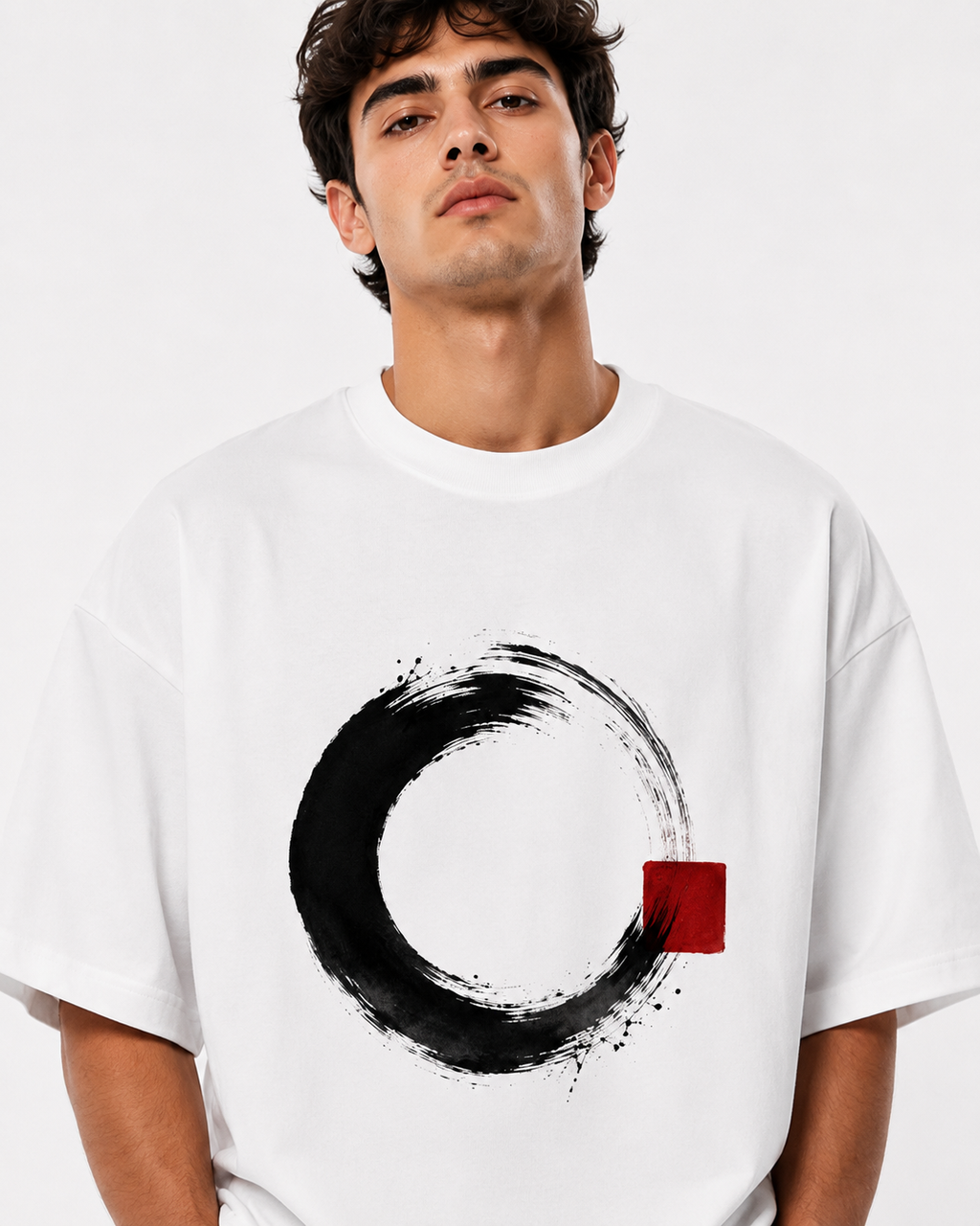 Zen Brush Circle T‑Shirt — Minimal Japanese Enso Design