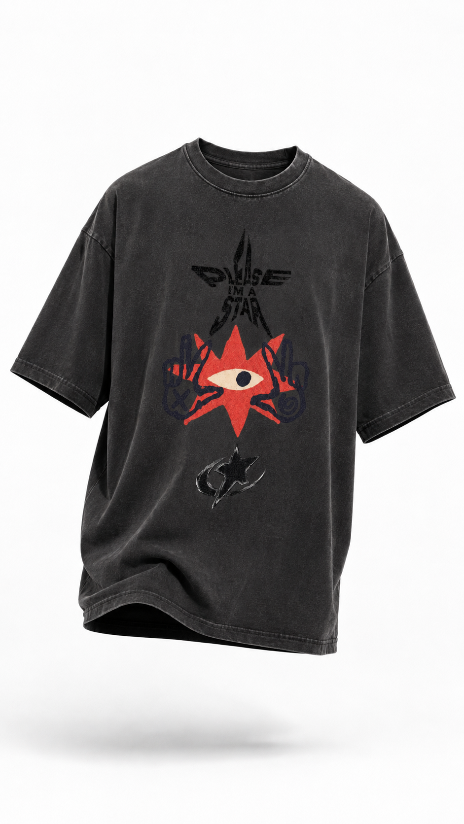 Please I'm A Star Graphic Tee | Grunge Streetwear Shirt | Men's Oversized Vintage Black Tshirt | Y2K Aesthetic Top
