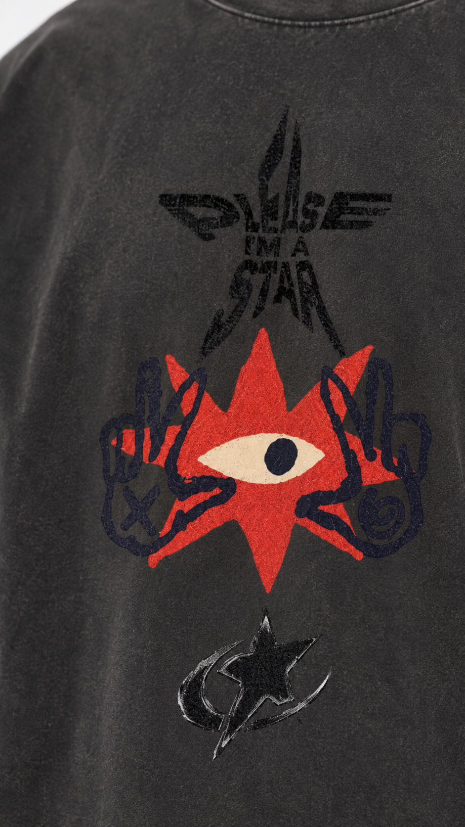 Please I'm A Star Graphic Tee | Grunge Streetwear Shirt | Men's Oversized Vintage Black Tshirt | Y2K Aesthetic Top