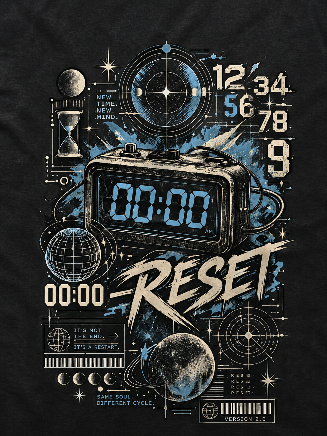 RESET 00:00 men's t-shirt