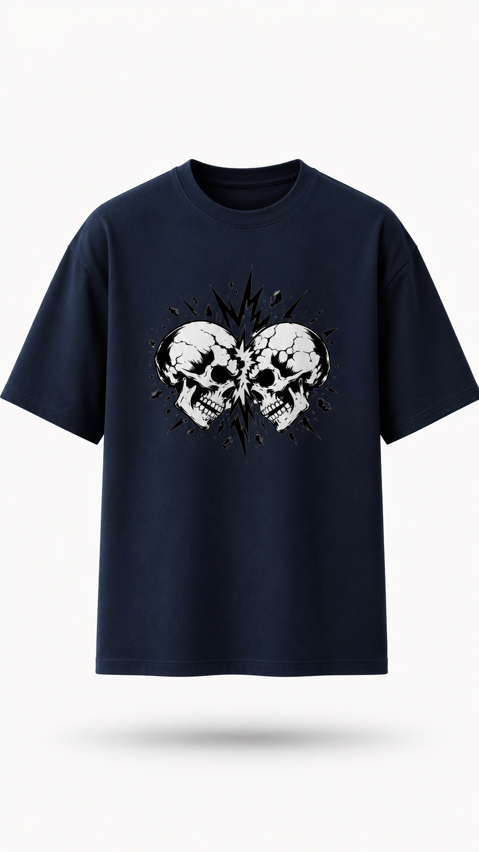 two skulls colliding Men's Box Tee
