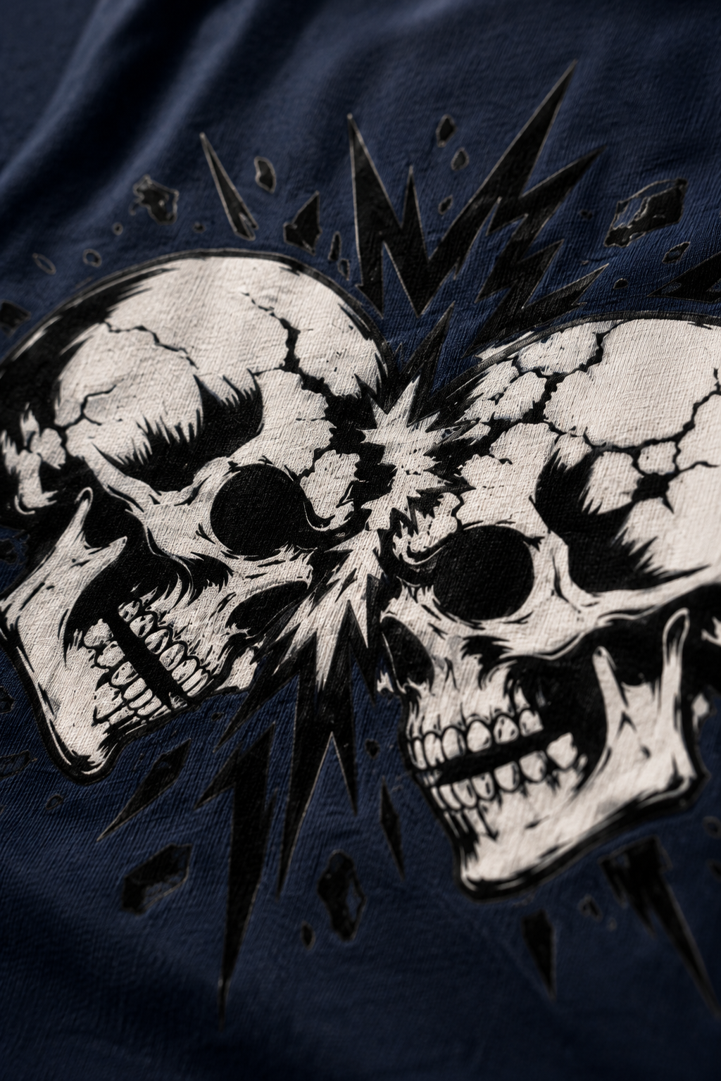 two skulls colliding Men's Box Tee