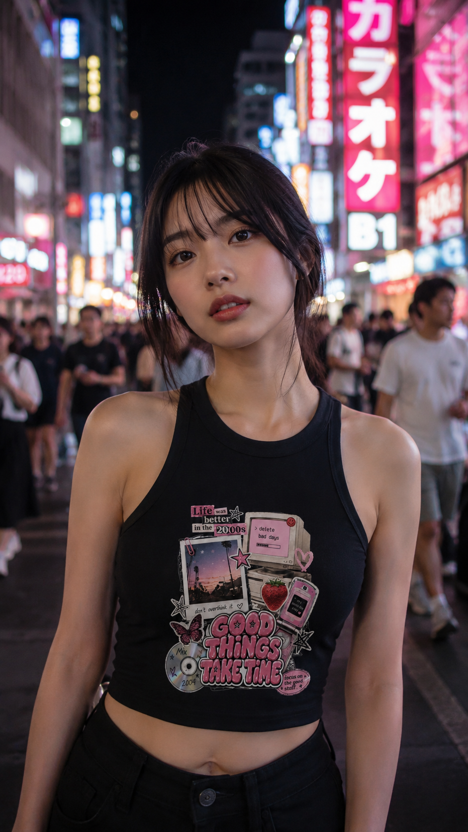 2000's style Women's Micro Rib Racer Tank Top