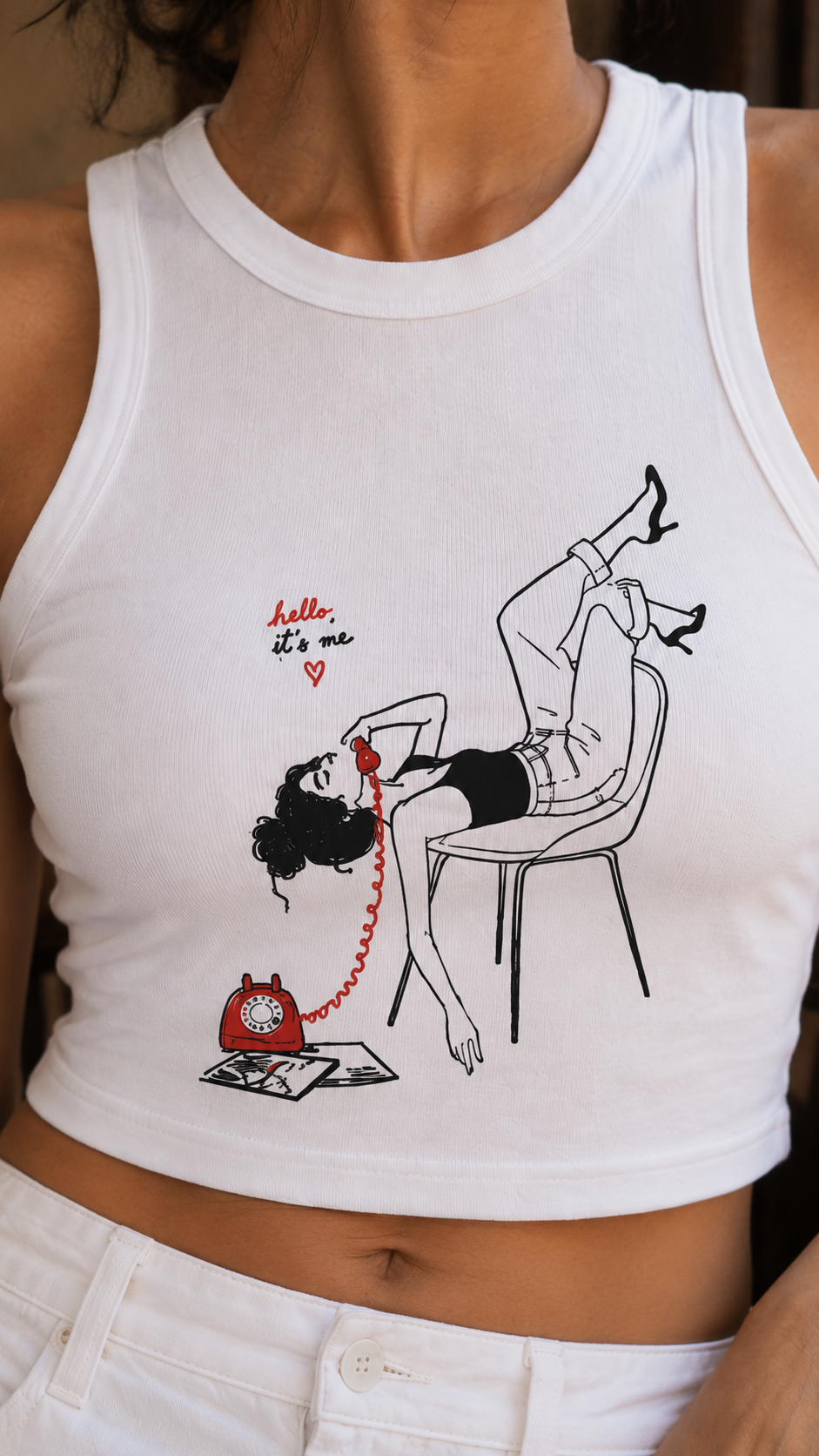 Hello Women's Micro Rib Racer Tank Top