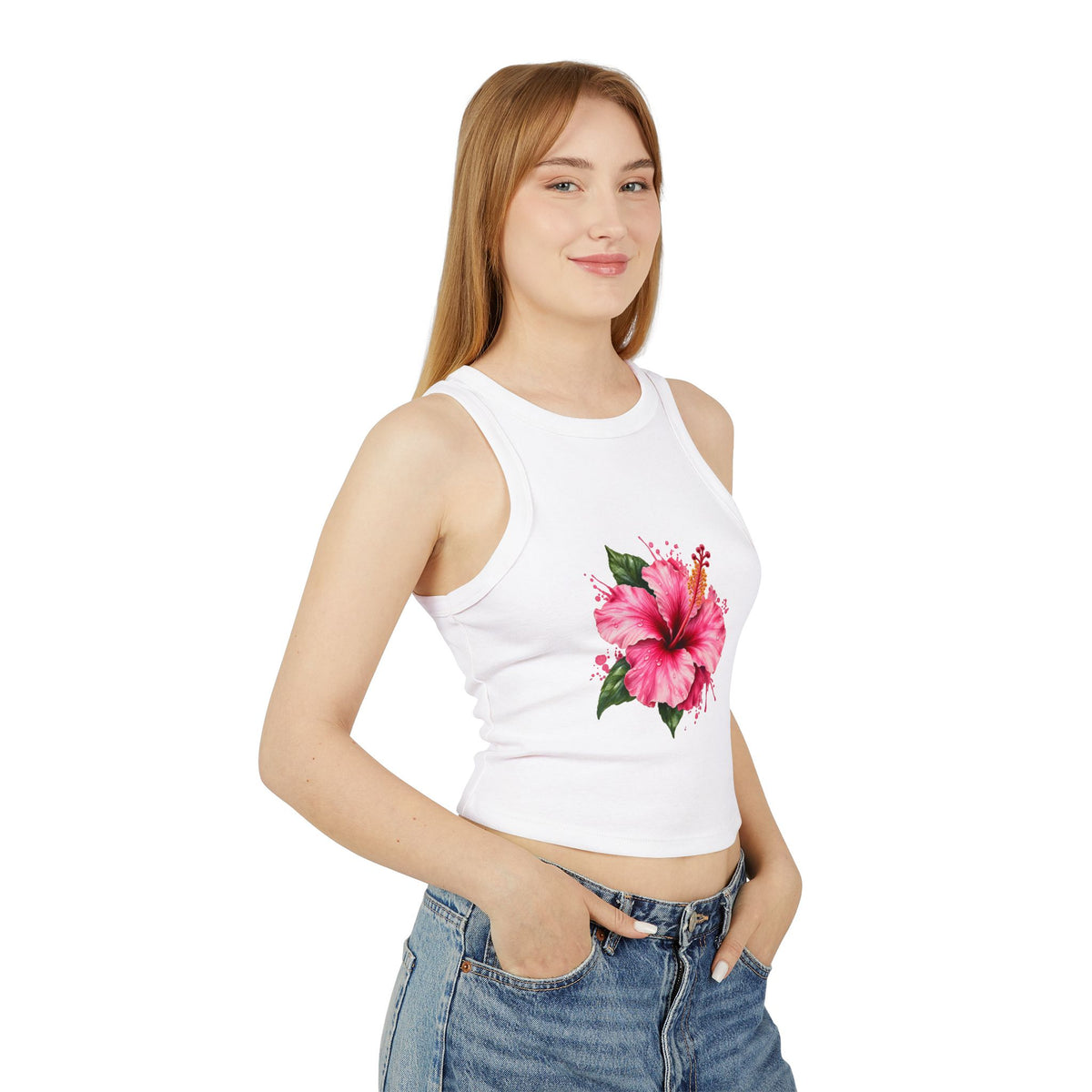 blossom Women's Micro Rib Racer Tank Top