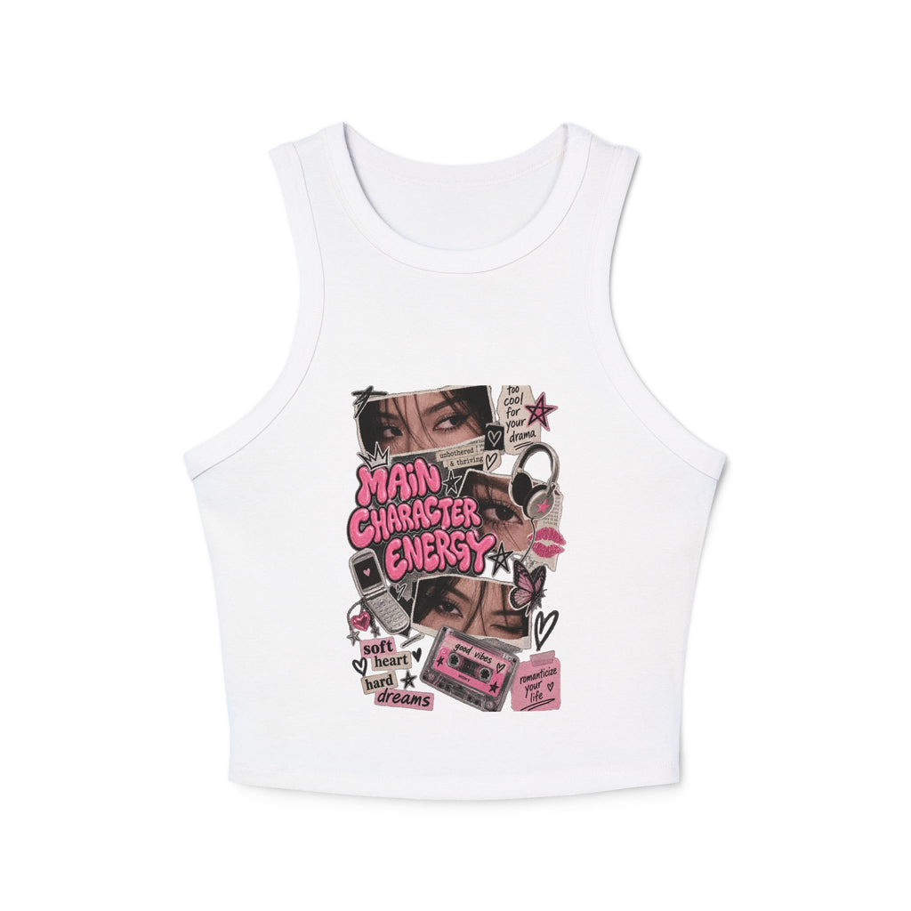 main character energy Women's Micro Rib Racer Tank Top