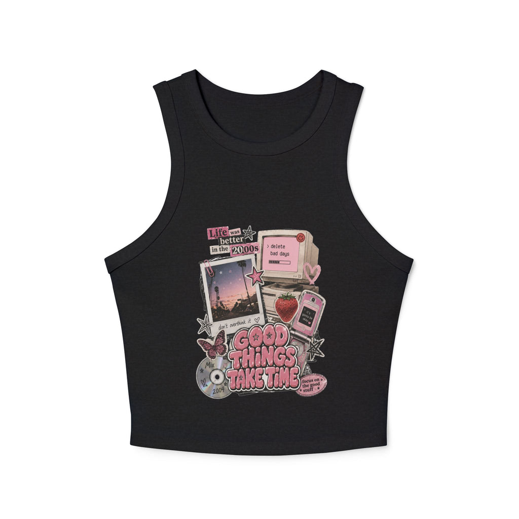 2000's style Women's Micro Rib Racer Tank Top