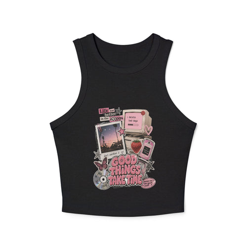 2000's style Women's Micro Rib Racer Tank Top